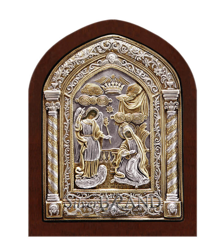 Ευαγγελισμός της Θεοτόκου - Τήνου Ασημένια Εικόνα (Επίχρυση) 31x25cm
