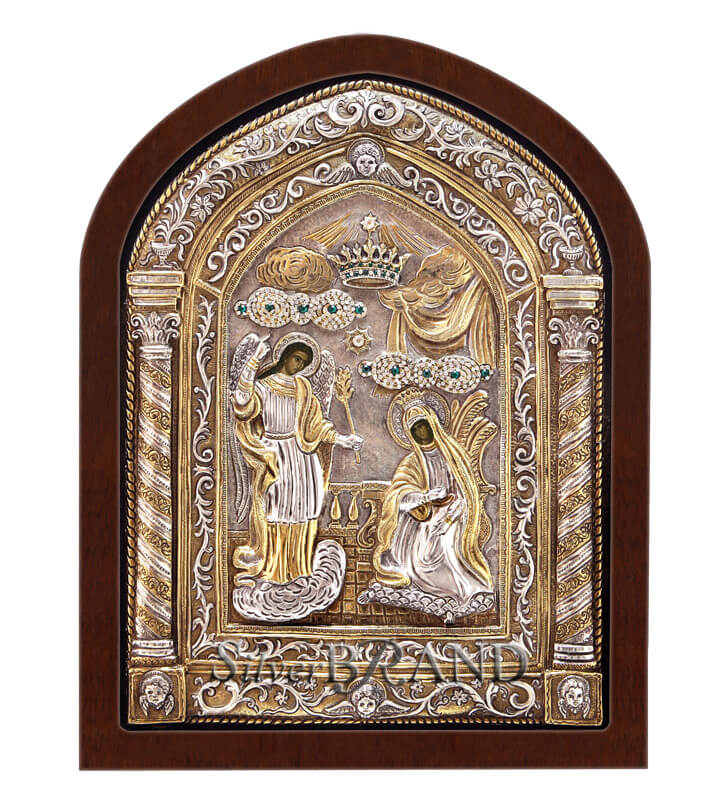 Ευαγγελισμός της Θεοτόκου - Τήνου Ασημένια Εικόνα (Επίχρυση) 43x34cm