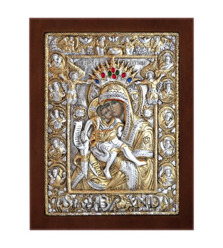 Greek Orthodox Silver Icon Virgin Mary Ασημένια Εικόνα Παναγία Άξιον Εστί Богородица c:42181471-111B