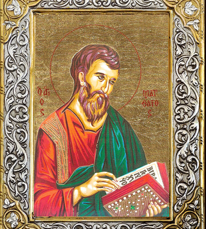 Greek Orthodox Silver Icon of Saint Matthew 26x20cm