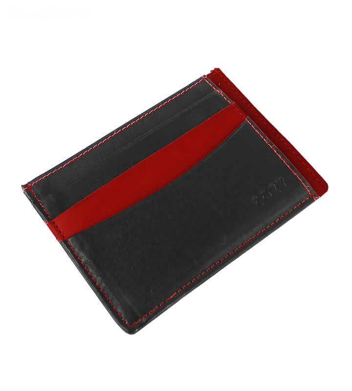 Card Wallet (Black - Red) 11x8cm
