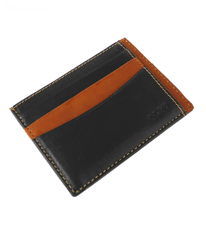 Δερμάτινο Πορτοφόλι για Κάρτες (Μαύρο - Καφέ) 11x8 cm