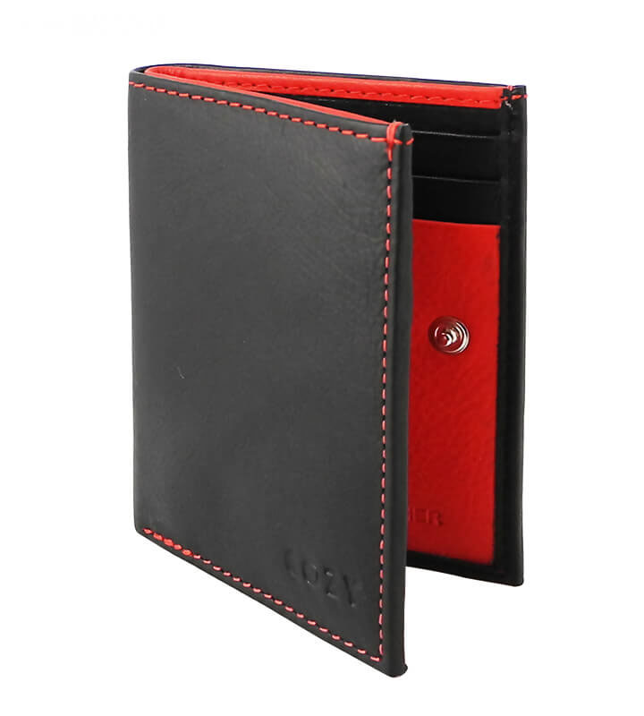 Antitheft Card Wallet (Black - Red) with RFID 10x7,5cm