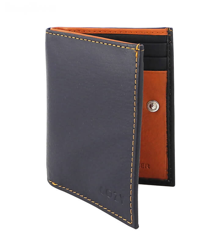 Antitheft Card Wallet (Navy - Camel) with RFID 10x7,5cm