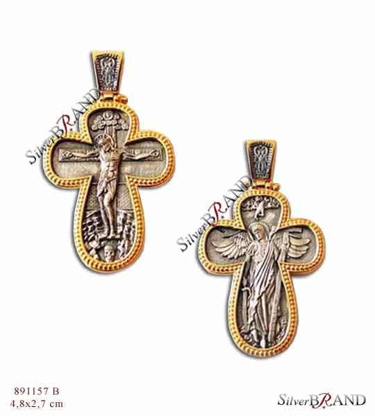 Silver Cross 925° Crucifixion of Jesus Archangel (Gold Plated)