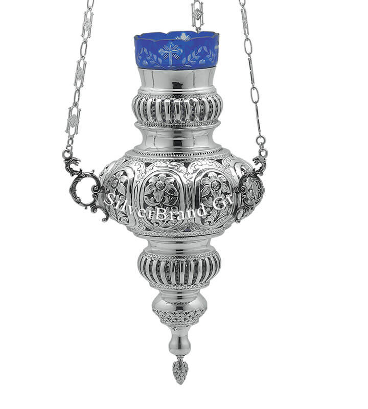 Hanging Vigil Oil Lamp (height 34cm) Sterling Silver 925 E113411