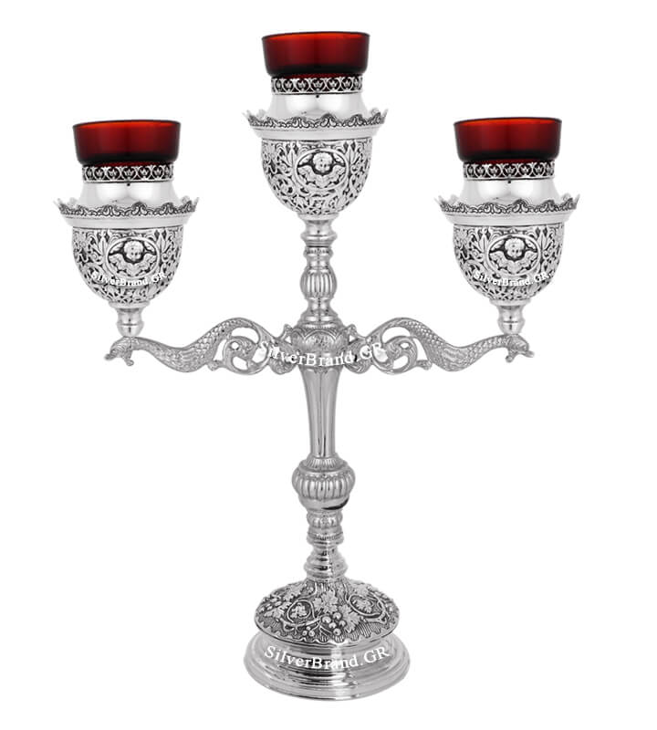 Лампада Настольная 3-свеча (высота 42cm) (Серебро 925) E124223
