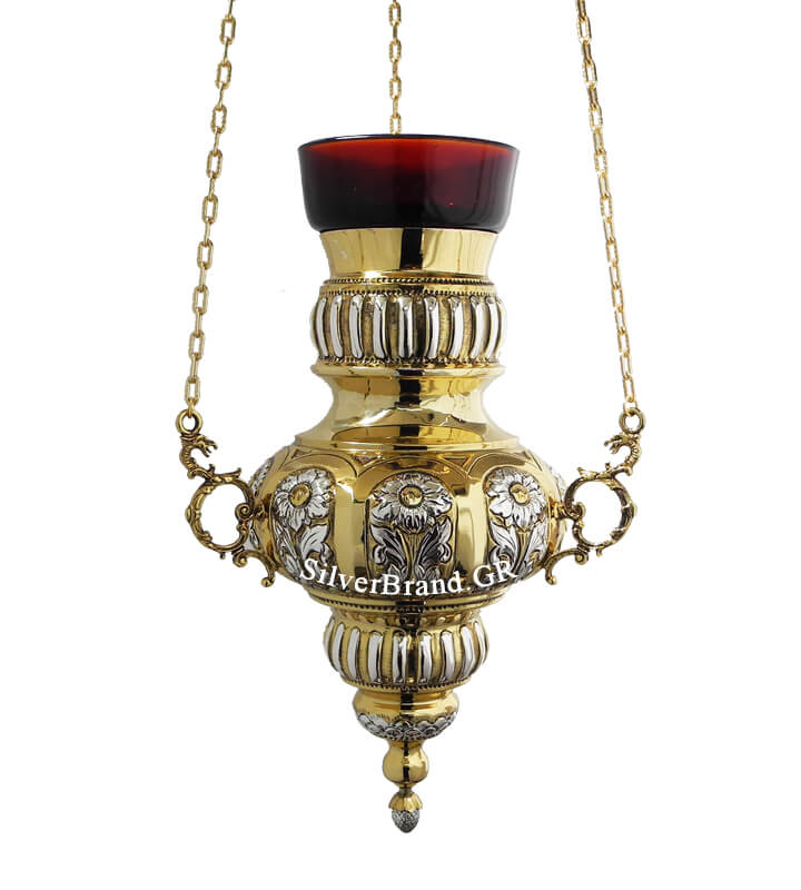 Gold-Plated Hanging Vigil Oil Lamp (height 28cm) Sp112812