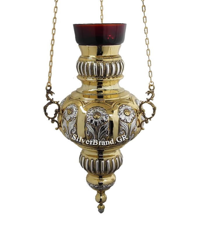 Gold-Plated Hanging Vigil Oil Lamp (height 35cm) Sp113512