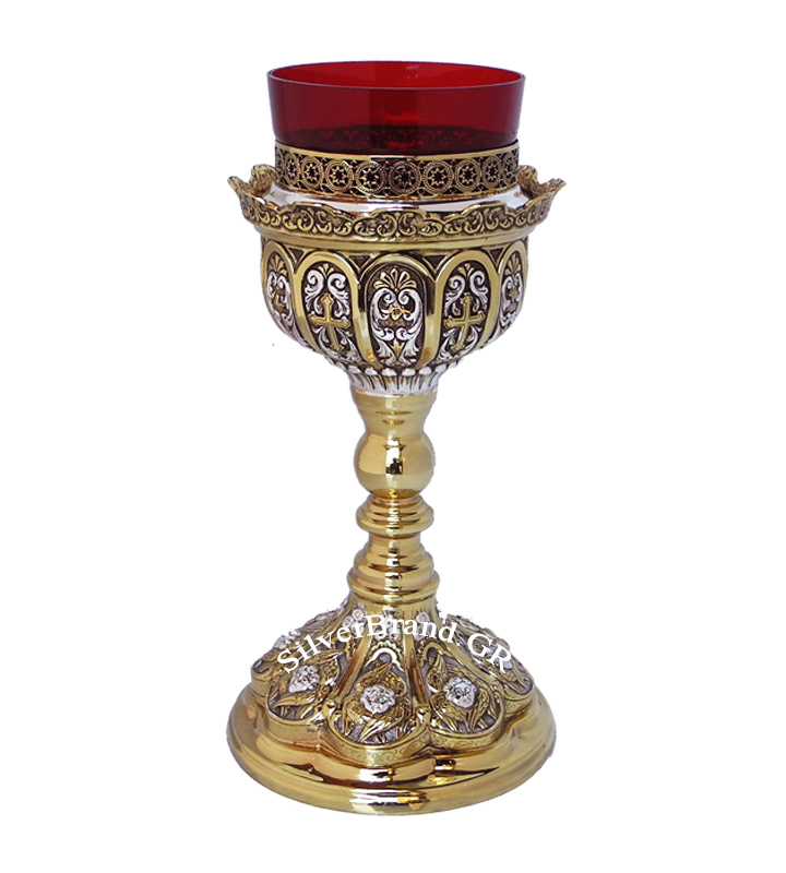 Gold-Plated Altar Vigil Oil Lamp (height 22cm) Sp122214