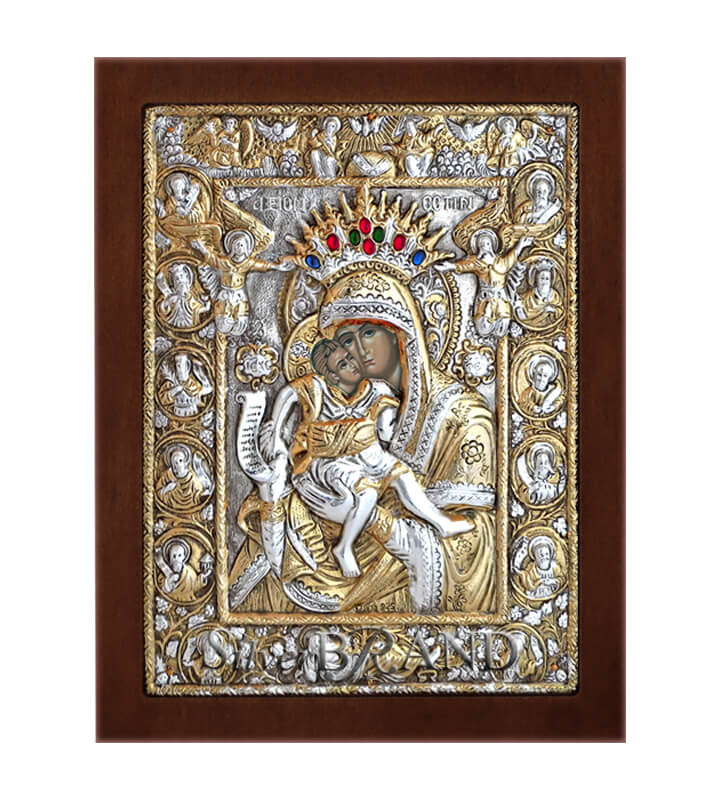 Παναγία Άξιον Εστί Ασημένια Εικόνα (Επίχρυση) 21x16cm