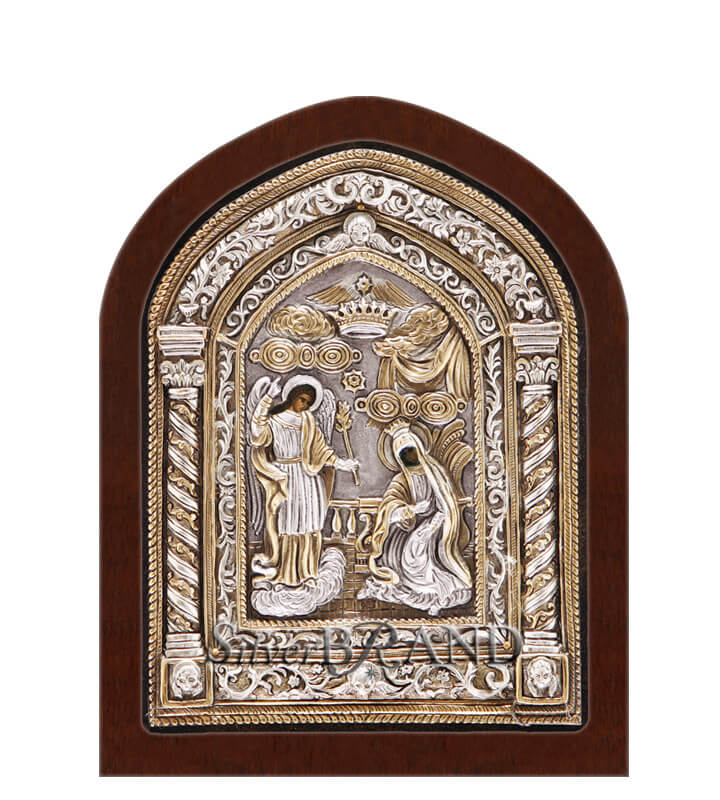 Greek Orthodox Silver Icon The Annunciation of Tinos 23x18cm (Gold Plated)