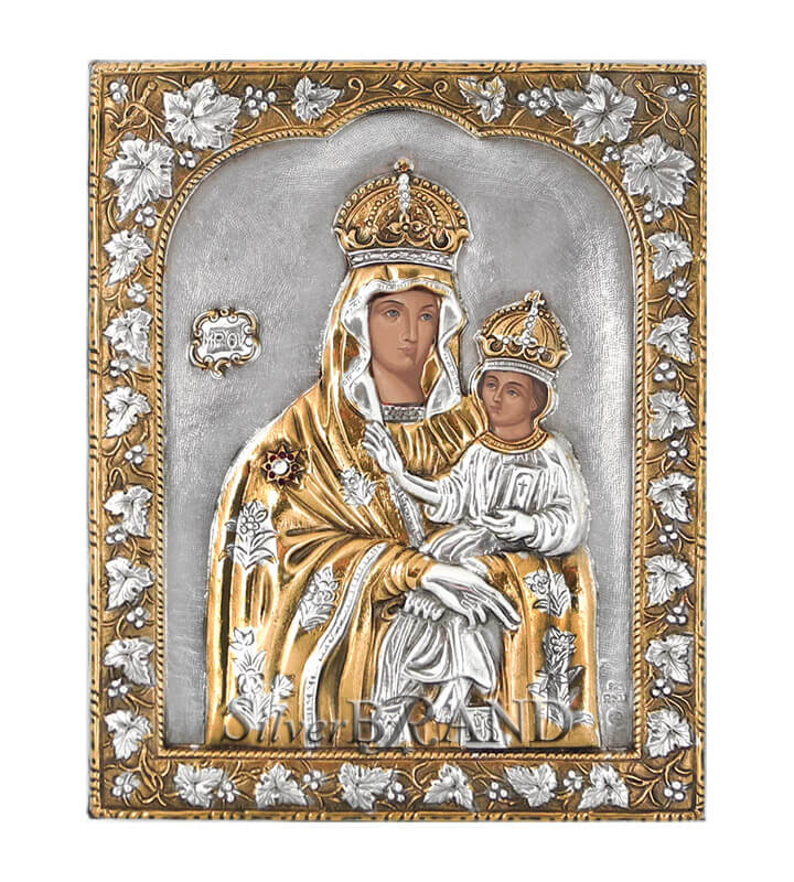Παναγία Μπάρσκαγια Ασημένια Εικόνα (Επίχρυση) 25x20cm