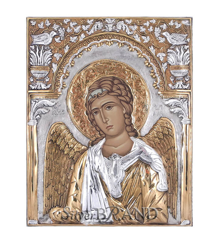 Αρχάγγελος Γαβριήλ Ασημένια Εικόνα (Επίχρυση) 28x22cm