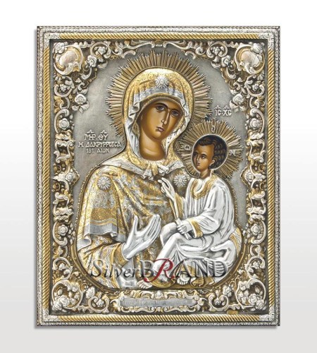 Greek Orthodox Silver Icon Virgin Mary Ασημένια Εικόνα Παναγία Δακρυούσα Богородица c:45463761-391