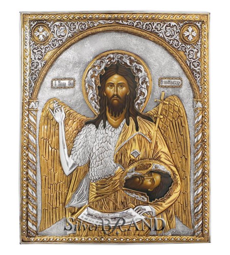 Άγιος Ιωάννης Ασημένια Εικόνα Saint John Greek Silver Icon Святой Иоанн Серебряной Иконы