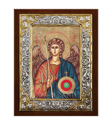Greek Orthodox Silver Icon Archangel Michael 28x22 Ασημένια Εικόνα Αρχάγγελος Mιχαήλ 28x22 Архангел Михаил Серебряной Иконы 28x22