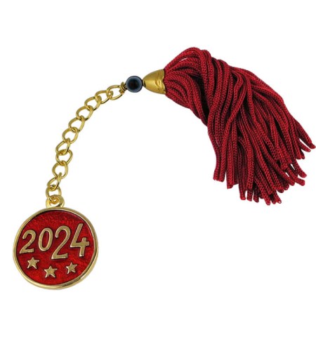 Γούρι 2024 Επίχρυσος Κύκλος με κόκκινο σμάλτο (3,2x2,6cm) - Decorative lucky charm 3482124