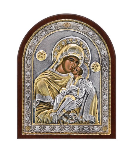 Greek Orthodox Silver Icon Virgin Mary 18x14 Ασημένια Εικόνα Παναγία Γλυκοφιλούσα 18x14 Богородица c:35171371-523B