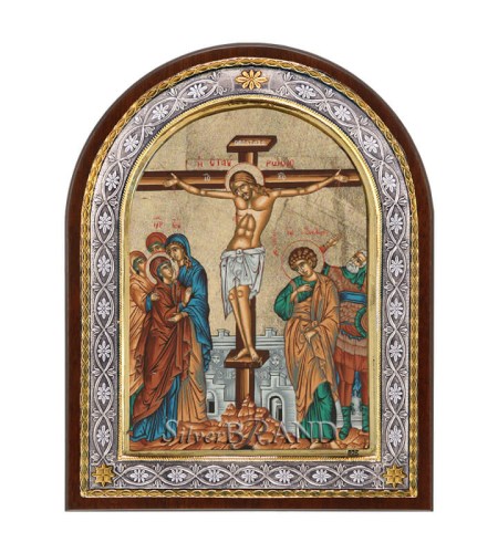 Greek Orthodox Silver Icon The Crucifixion (23x18) Ασημένια Εικόνα Η Σταύρωση (23x18) Распятие c:19221791-534