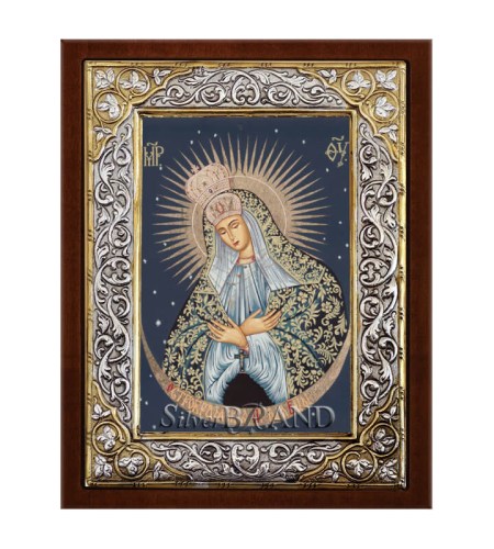 Orthodox Silver Icon Virgin Mary 26x20 Ασημένια Εικόνα Παναγία Άστρων 26x20 Богородица c:042418R91-571SQ