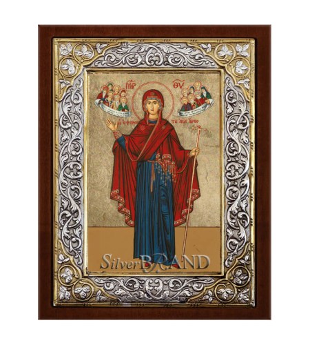 Greek Orthodox Silver Icon Virgin Mary Ασημένια Εικόνα Παναγία Έφορος του Αγίου Όρους Богородица c:072418R91-574SQ
