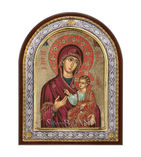 Greek Orthodox Silver Icon Virgin Mary 23x18 Ασημένια Εικόνα Παναγία Ιβήρων 23x18 Богородица c:092217R91-576