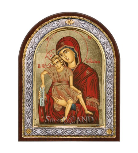 Greek Orthodox Silver Icon Virgin Mary 23x18 Ασημένια Εικόνα Παναγία Άξιον Εστί 23x18 Богородица c:42221791-587
