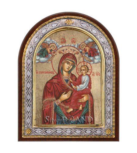 Greek Orthodox Silver Icon Virgin Mary 23x18 Ασημένια Εικόνα Παναγία Γοργοεπήκοος 23x18 Богородица c:51221791-588
