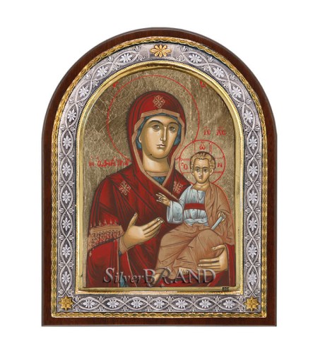 Greek Orthodox Silver Icon Virgin Mary 23x18 Ασημένια Εικόνα Παναγία Οδηγήτρια 23x18 Богородица c:40221791-595