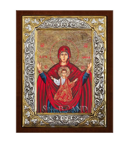 Greek Orthodox Silver Icon Virgin Mary Theotokos Tsambika Ασημένια Εικόνα Παναγία Τσαμπίκα Богородица Цамбика 