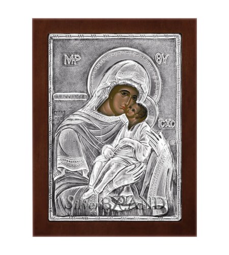 Orthodox Silver Icon Virgin Mary 12x9 Ασημένια Εικόνα Παναγία Γλυκοφιλούσα 12x9 Богородица c:35100780-711G
