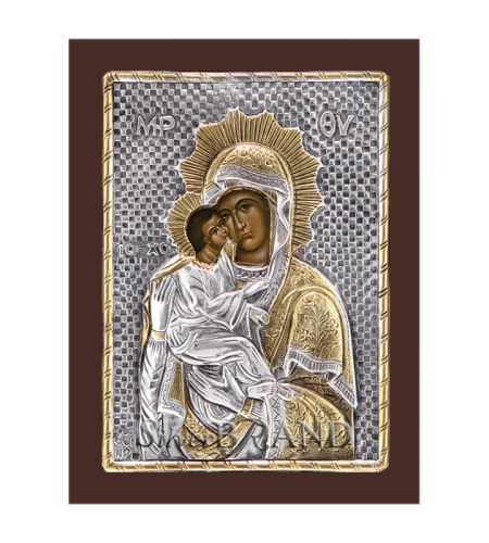 Orthodox Silver Icon Virgin Mary 12x9 Ασημένια Εικόνα Παναγία Ακαθίστου 12x9 Богородица c:39100781-714B