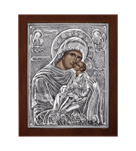 Orthodox Silver Icon Virgin Mary 13x10 Ασημένια Εικόνα Παναγία Γλυκοφιλούσα 17x14 Богородица c:35131070-240G