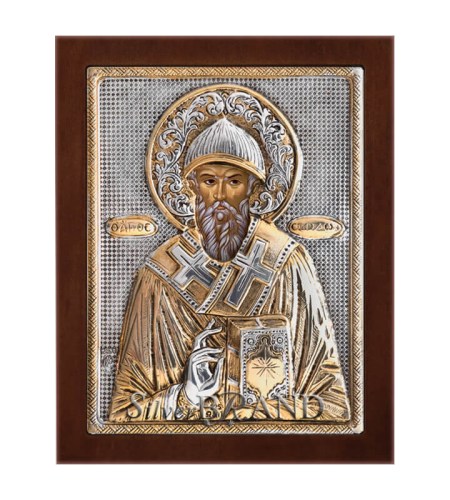 Greek Orthodox Silver Icon St.Spiridon Ασημένια Εικόνα Άγιος Σπυρίδων Святой Спиридон c:74181471-192B