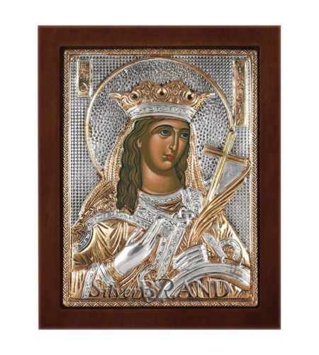 Greek Orthodox Silver Icon Santa Katerina 20x16 Ασημένια Εικόνα Αγία Αικατερίνη 20x16 Святая Екатерина c:78181471-196B