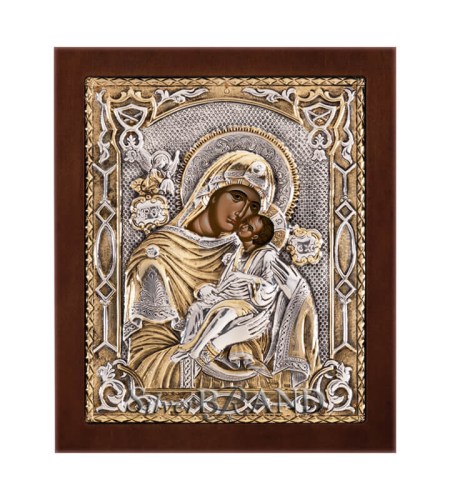 Greek Orthodox Silver Icon Virgin Mary Ασημένια Εικόνα Παναγία Γλυκοφιλούσα Богородица c:35221871-215B