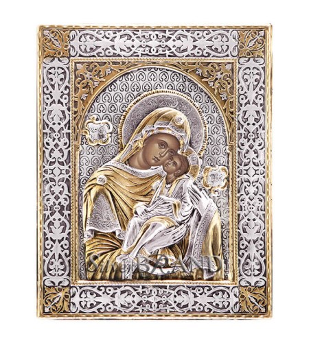Greek Orthodox Silver Icon Virgin Mary Ασημένια Εικόνα Παναγία Γλυκοφιλούσα Богородица c:35241961-380