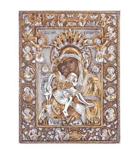 Greek Orthodox Silver Icon Virgin Mary Ασημένια Εικόνα Παναγία Άξιον Εστί Богородица c:42312261-321