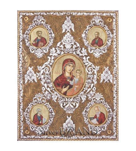 Greek Orthodox Silver Icon Virgin Mary 34x25 Ασημένια Εικόνα Богородицы c:53342561-329