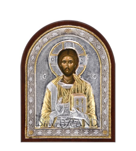 Greek Orthodox Silver Icon Christ Pantocrator 14x11 Ασημένια Εικόνα Χριστός Παντοκράτωρ 14x11 Святая Троица c:11131171-528B