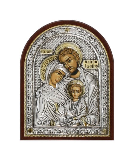 Orthodox Silver Icon The Holy Family 14x11 Ασημένια Εικόνα Η Αγία Οικογένεια 14x11 Святое Семейство c:27131171-551 B