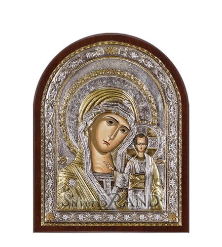 Greek Orthodox Silver Icon Virgin Mary Kazan 14x11 Ασημένια Εικόνα Παναγία Καζάνσκαγια Богородица Казанская c:88131171-561B