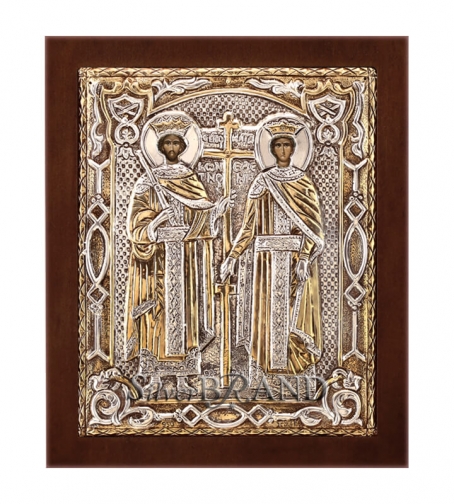 Святые Константин И Елена Серебряной Иконы (Greek Othodox Silver Icon 18x15cm 249B)_a