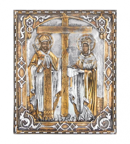 Святые Константин И Елена Серебряной Иконы (Greek Othodox Silver Icon 22x18cm 3221)_1