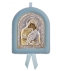 Greek Orthodox Silver Icon for Baby Boy Virgin Mary Theotokos Glykofilousa 17x14cm (gold-plated)