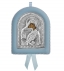 Greek Orthodox Silver Icon for Baby Boy Virgin Mary Theotokos Theotokos Glykofilousa 17x14cm