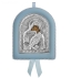 Greek Orthodox Silver Icon for Baby Boy Virgin Mary Theotokos Theotokos Glykofilousa 17x14cm