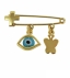 Silver Gold-plated Pin with Eye-stone and Butterfly